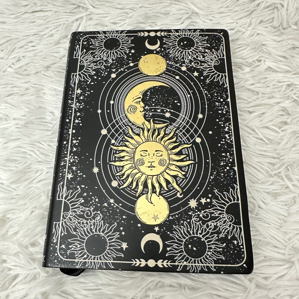 Sun Moon Leather Bound Journal Celestial Design Black Gold BARNES & NOBLE new